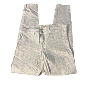 J Brand Intermix Arctic Leopard Print Leggings Denim Jeans White Gray Sz 27 USA